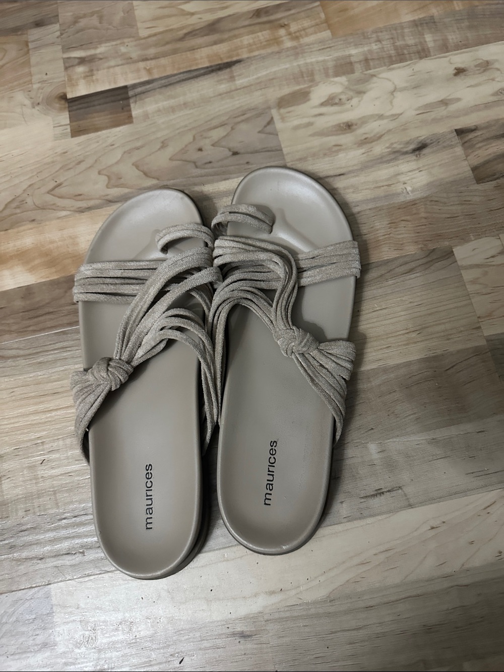 Maurices Taupe Knotted Slide Sandals for Women
